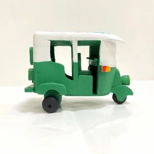 Handmade Wooden Art Tuk Tuk – Hand painted Green & White