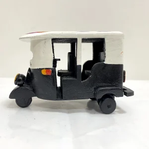Handmade Wooden Art Tuk Tuk – Hand painted Black & White