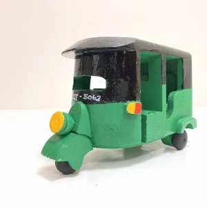 Handmade Wooden Art Tuk Tuk – Hand painted Green & Black