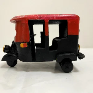 Handmade Wooden Art Tuk Tuk – Hand painted Orange & Black