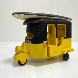 Handmade Wooden Tuk with Art Surfboard-Hand Painted Yellow& Black(Turtle)