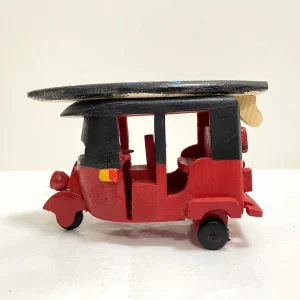 Handmade Wooden Tuk with Art Surfboard-Hand Painted Red & Black(Sea turtle)