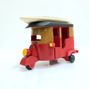 Handmade Wooden Tuk with Art Surfboard-Hand Painted Red & Brown(Fish Art)