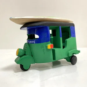 Handmade Wooden Tuk with Art Surfboard-Hand Painted Blue & Green(Coconut seller)