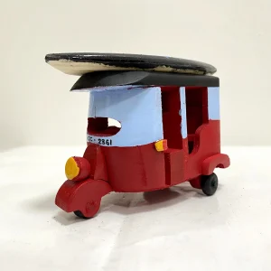 Handmade Wooden Tuk with Art Surfboard-Hand Painted Blue & Red(Sea Turtle)