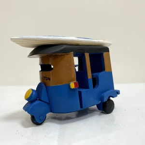 Handmade Wooden Tuk with Art Surfboard-Hand Painted Brown& Blue(Coconut Trees)