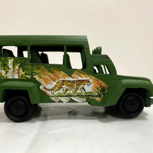 Handmade wooden safari Jeep  Hand painted-Leaf green