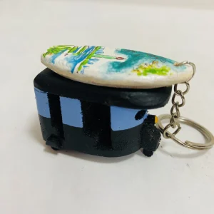 Keychain Art Tuk with surfboard Hand painted-Blue & Black
